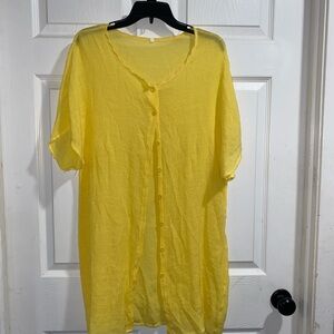 Yellow Button-Front Women's Swim Coverup